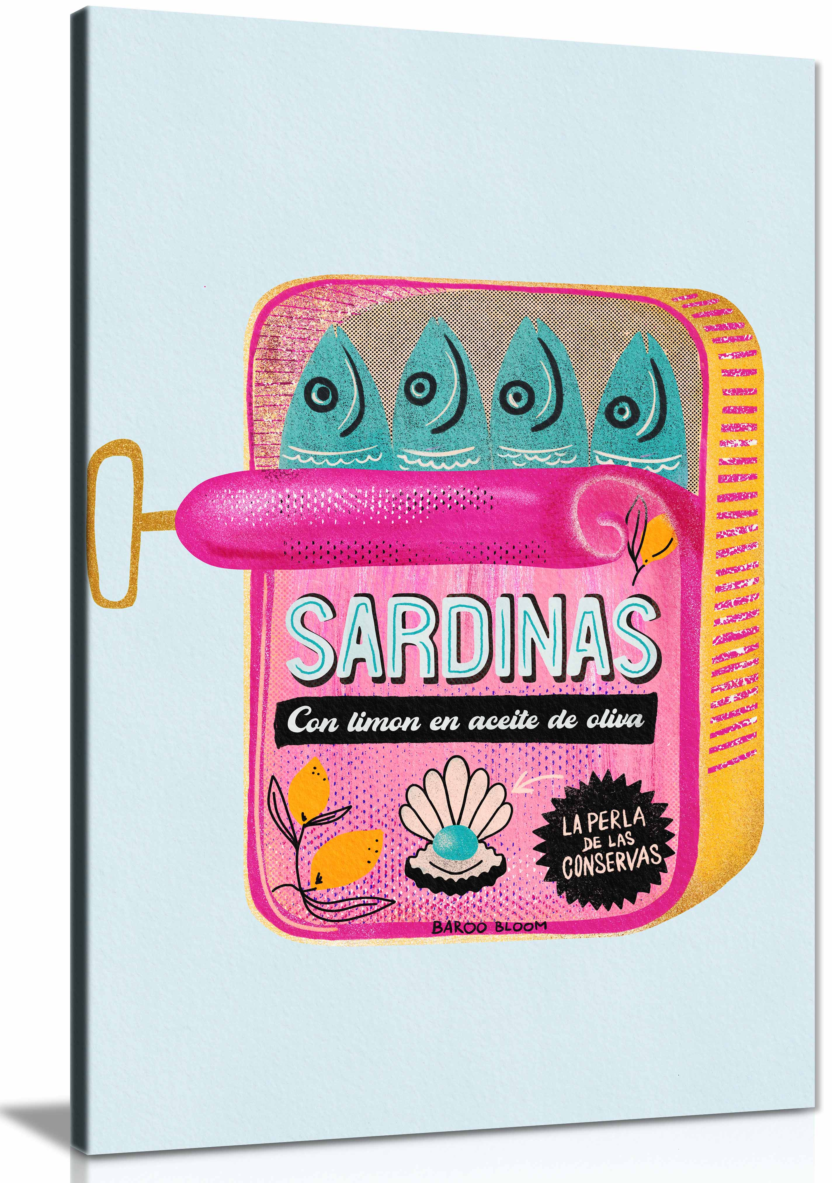 Sardines Tin Can 2.0 Framed Canvas Print, Pictures for Home Walls Decor - Picture 2 of 3