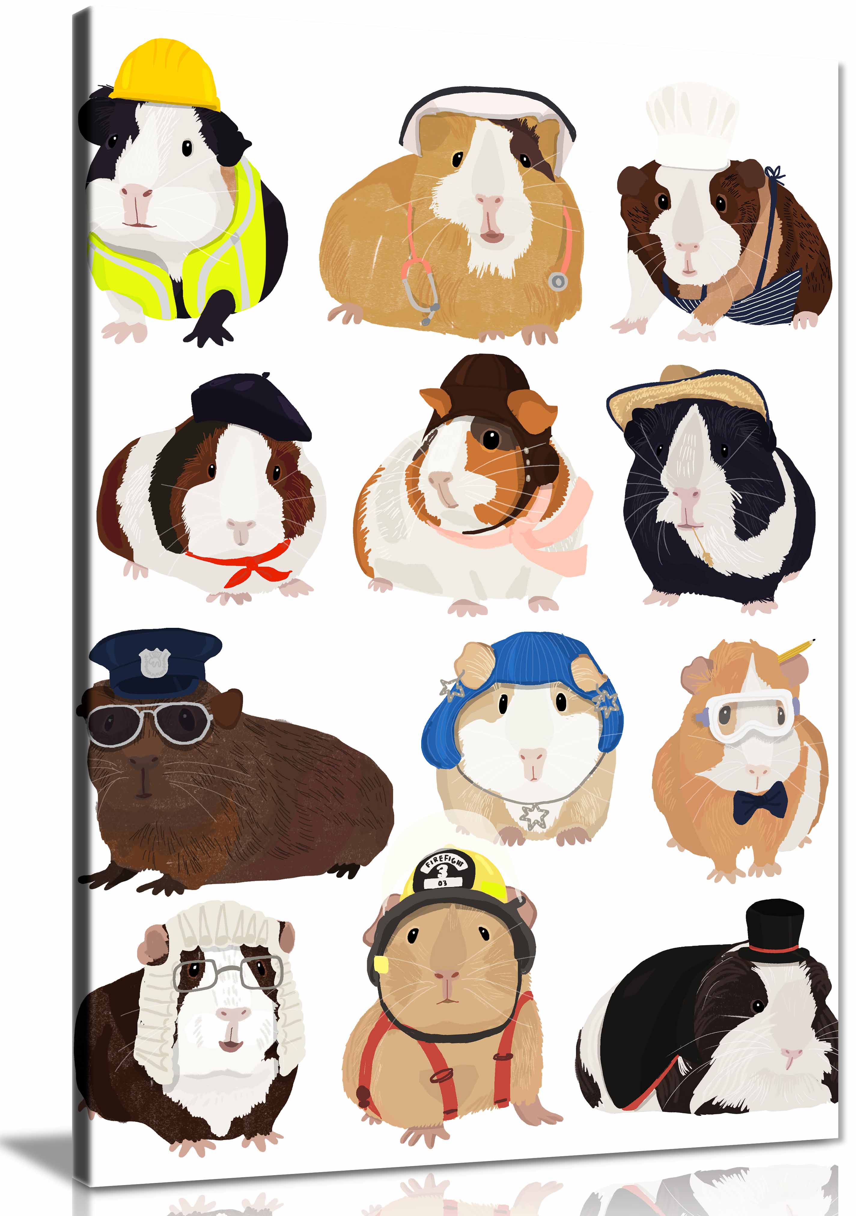 Guinea Pig Working Hr Framed Canvas Print, Pictures for Home Walls Decor - Picture 2 of 3